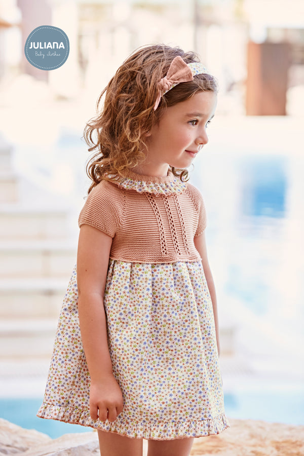 Vestido Florido Peito Crochê