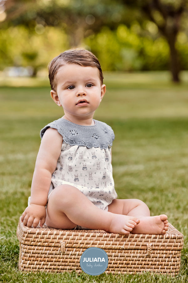 Vestido Coelhinhos Peito Crochê