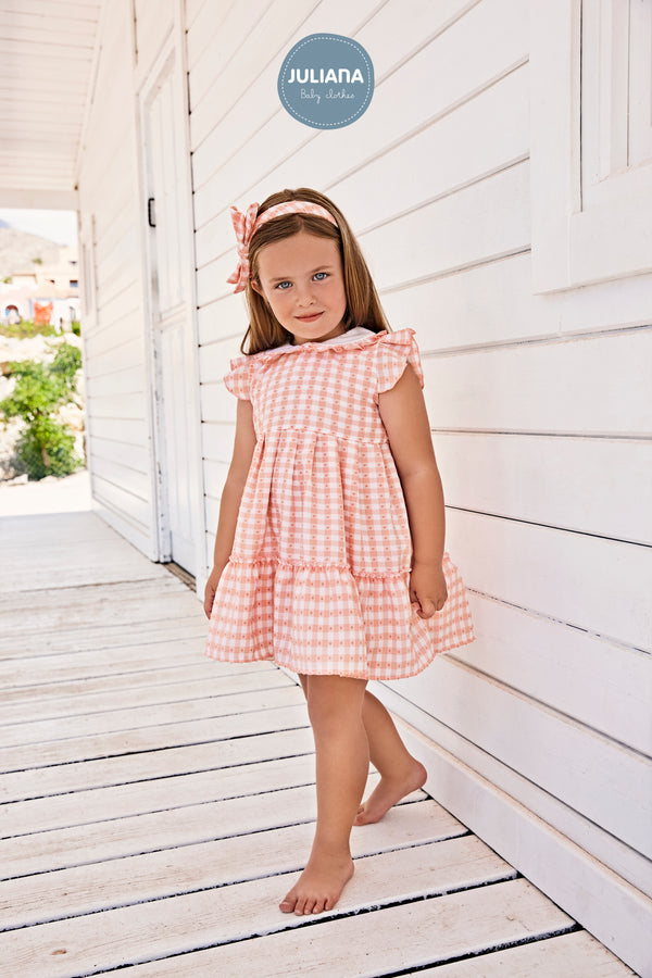 Vestido Quadradinhos Coral