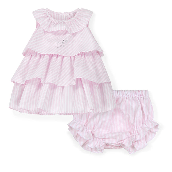Vestido Folhos Riscas c/tapa fralda