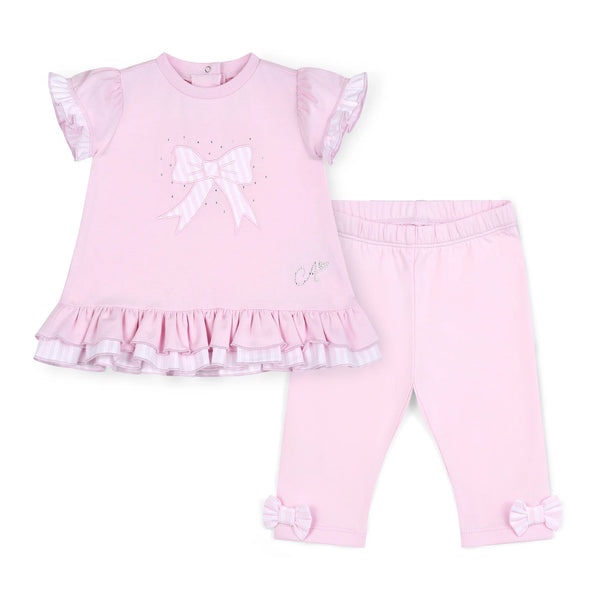 Conjunto Legging Rosa + T-shirt Laços